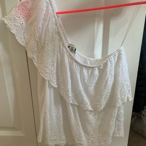 off shoulder white tank